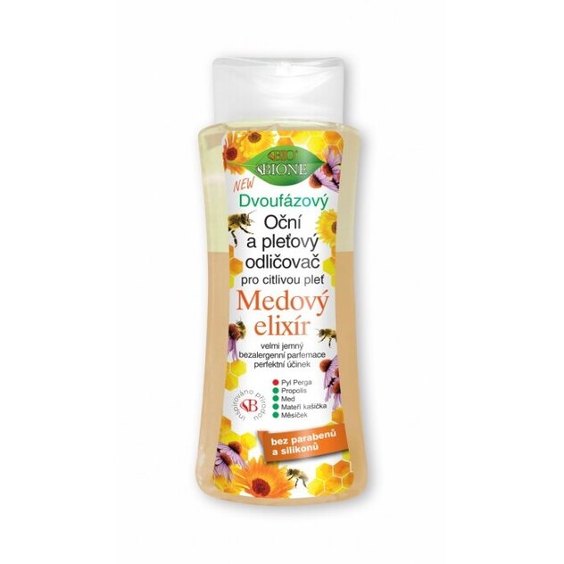 BC BIO Medový elixír Dvojfázový Očný a pleťový odličovač citlivá pleť 255 ml