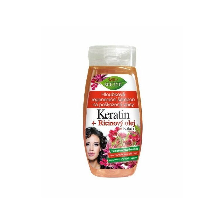 BC BIO Ricínový olej + Keratín Regeneračný šampón na poškodené vlasy 260ml