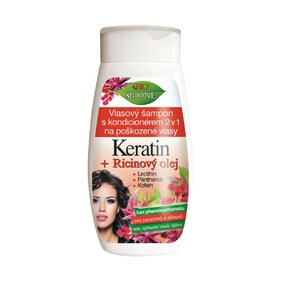 BC BIO Ricínový olej + Keratín Vlasový šampón s kondicionérom 2v1 na poškodené vlasy 260ml