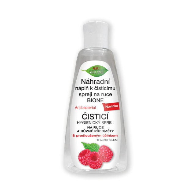 BC BIO Sprej na ruky antibakteriálny Malina NÁHRADNÁ NÁPLŇ 155 ml
