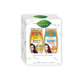 BIO Darčeková kazeta Vlasový MIX (šampón Keratin Argánový olej + šampón Obilné klíčky )