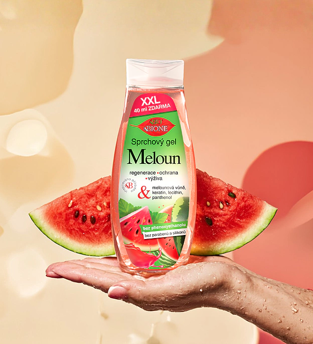 BIO sprchový gél, BIO sprchový gél Melón, sprchový gél Melón, sprchový gél na leto, prírodný sprchový gél, jemný sprchový gél, kvalitný sprchový gél, letná starostlivosť o pokožku, starostlivosť o telo, prírodná kozmetika, BIO kozmetika, Bione Cosmetics, ovocný sprchový gél, sprchový gél pre celú rodinu, hydratácia pokožky, každodenná starostlivosť o pokožku.