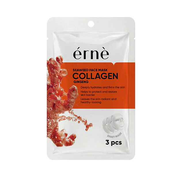 ERNE Pleťová maska Morské riasy COLLAGEN GINSENG kolagén + ženšen 3 ks