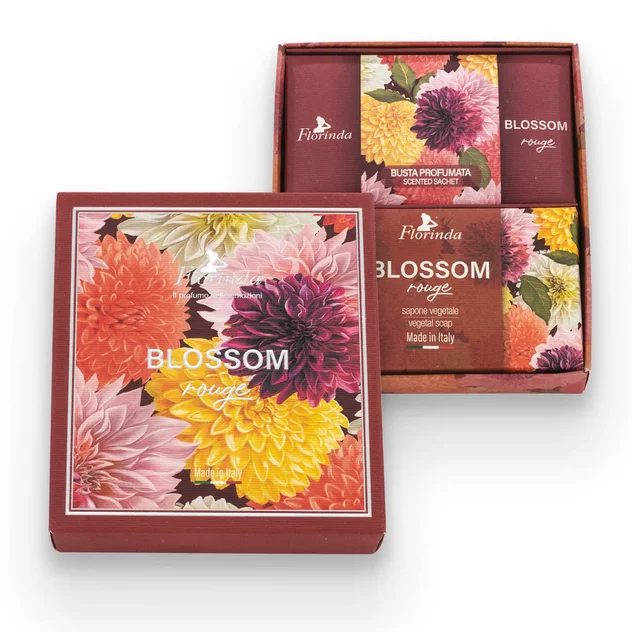 Mydlová kazeta Florinda - Mydlo Blossom rouge 200 g + 3 x vôňa Blossom vrecúško
