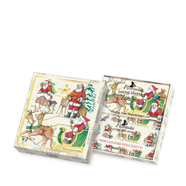 Mydlová kazeta Florinda - Vianoce Mydlo Limone 100 g + 3 x vôňa Limone vrecúško